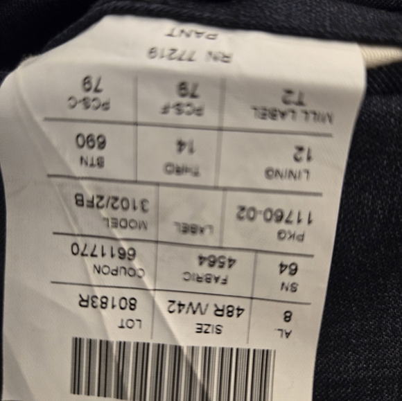 Joseph Abboud 2pc Suit Blue/Gray Plaid 48R/42 W 100% Italian Wool Mint - Picture 12 of 12